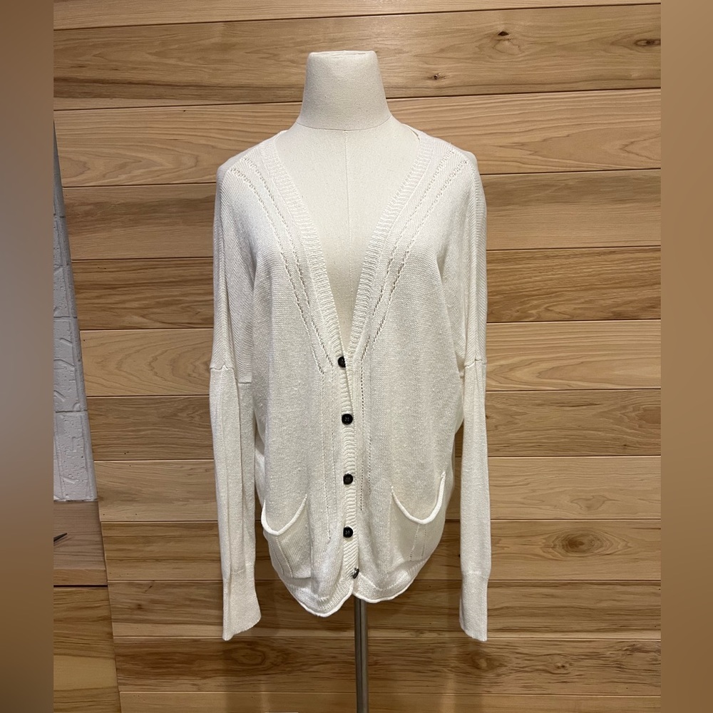 Propaganda Light Weight Creamy White Button Cardigan SMALL